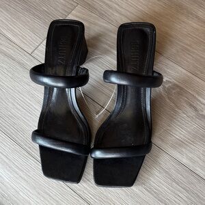 SCHUTZ Ully Black Block Heel Sandals Sz 6.5 NWT